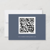 Eenvoudige QR-code Stusty Navy Blue Wedding RSVP Kaartje (Achterkant)