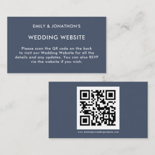 Eenvoudige QR-code Stusty Navy Blue Wedding Websit Informatiekaartje