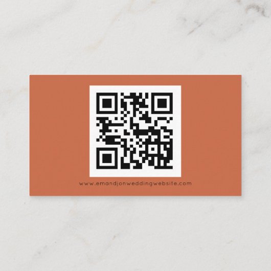 Eenvoudige QR-code Terracotta Weddenschap Website Informatiekaartje (Achterkant)