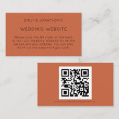 Eenvoudige QR-code Terracotta Weddenschap Website Informatiekaartje (Voorkant / Achterkant)