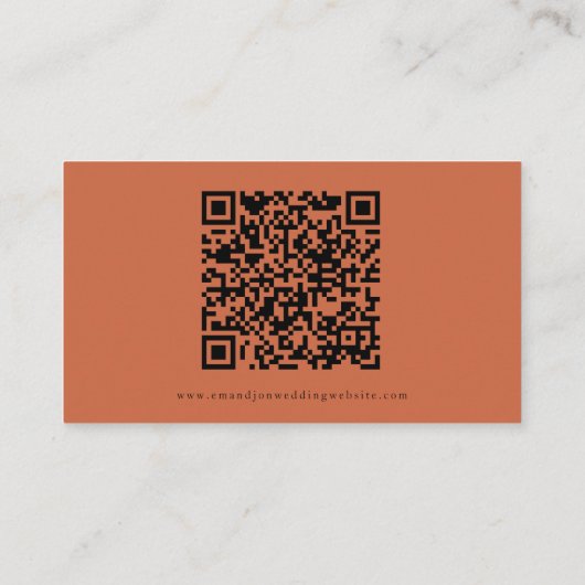 Eenvoudige QR-code Terracotta Wedding RSVP Informatiekaartje (Achterkant)