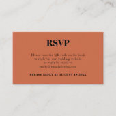 Eenvoudige QR-code Terracotta Wedding RSVP Informatiekaartje (Voorkant)
