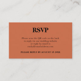 Eenvoudige QR-code Terracotta Wedding RSVP Informatiekaartje