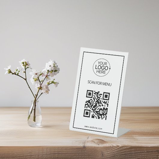 Eenvoudige QR-code Voeg Logo contactloos menu toe  Reclamebord Met Voetstuk