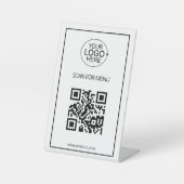 Eenvoudige QR-code Voeg Logo contactloos menu toe  Reclamebord Met Voetstuk (Voorkant)