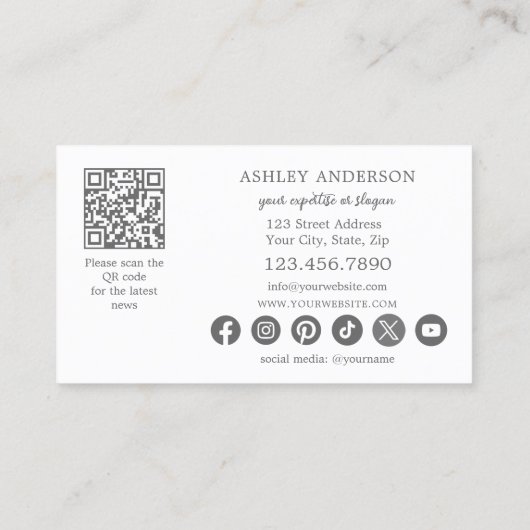 Eenvoudige QR-code voor sociale media Visitekaartje (Achterkant)