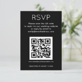 Eenvoudige QR-code White Black Wedding RSVP Informatiekaartje (Staand voorkant)