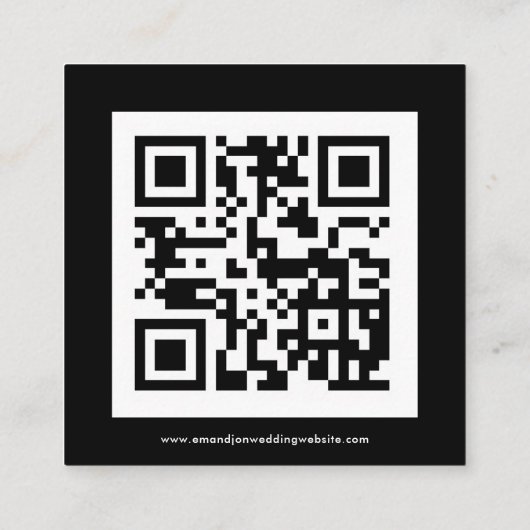 Eenvoudige QR-code White Black Wedding RSVP Informatiekaartje (Achterkant)