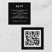 Eenvoudige QR-code White Black Wedding RSVP Informatiekaartje (Voorkant / Achterkant)