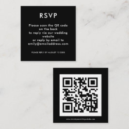 Eenvoudige QR-code White Black Wedding RSVP Informatiekaartje