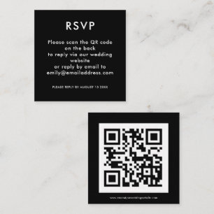 Eenvoudige QR-code White Black Wedding RSVP Informatiekaartje