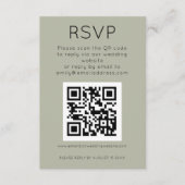 Eenvoudige QR-code Zacht Sage Weddenschap RSVP Informatiekaartje (Voorkant)