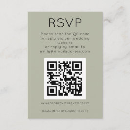 Eenvoudige QR-code Zacht Sage Weddenschap RSVP Informatiekaartje