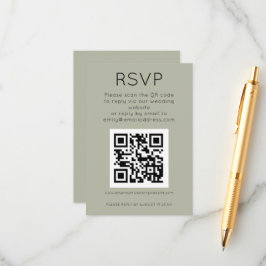 Eenvoudige QR-code Zacht Sage Weddenschap RSVP Informatiekaartje