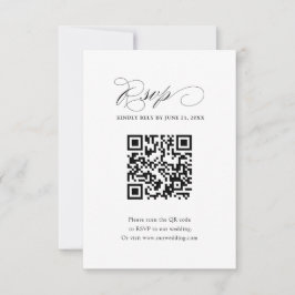 Eenvoudige QR-code zwart-wit bruiloft RSVP Kaartje