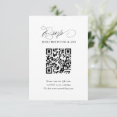 Eenvoudige QR-code zwart-wit bruiloft RSVP Kaartje (Staand voorkant)