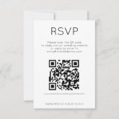Eenvoudige QR Code Zwart Wit Huwelijk RSVP Kaart (Voorkant)