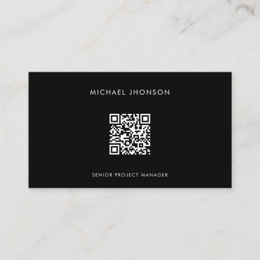Eenvoudige QR-code Zwart-wit Online Professional Visitekaartje (Voorkant)