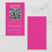 Eenvoudige QR RSVP hot-roze bruiloft minimalistisc Informatiekaartje (Voorkant / Achterkant)