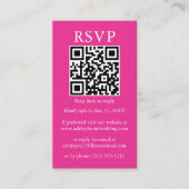 Eenvoudige QR RSVP hot-roze bruiloft minimalistisc Informatiekaartje (Voorkant)