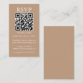 Eenvoudige QR RSVP Taupe met minimalistisch huweli Informatiekaartje (Voorkant / Achterkant)