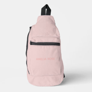 Eenvoudige Quartz Roze Naam op Zachte Roze Sling Bag