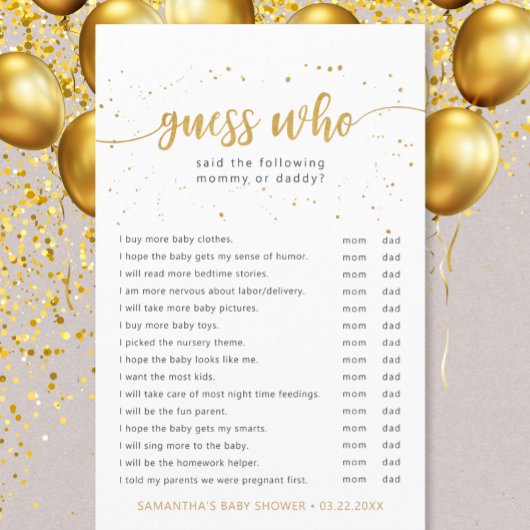 Eenvoudige raad wie baby shower game is