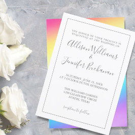 Eenvoudige Rainbow Chic Typography LGBTQ Gay Weddi Kaart