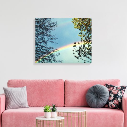 Eenvoudige Rainbow&Trees 2 Canvas Afdruk (Insitu (Woonkamer))