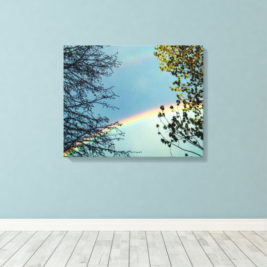 Eenvoudige Rainbow&Trees 2 Canvas Afdruk (Insitu (Houten vloer))
