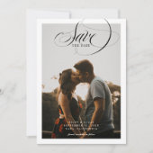 Eenvoudige rand Elegant script twee foto Save The Date (Voorkant)