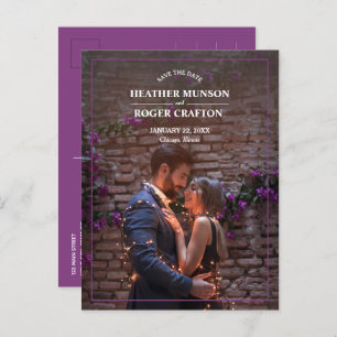 Eenvoudige rand Foto Weddenschap Sla de datum op Aankondigingskaart