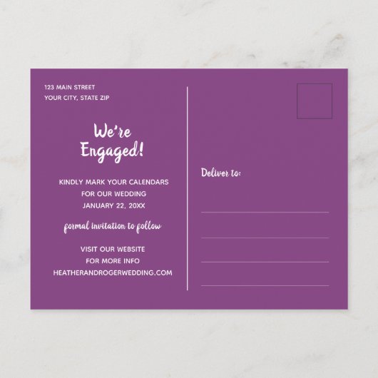 Eenvoudige rand Foto Weddenschap Sla de datum op Aankondigingskaart (Achterkant)