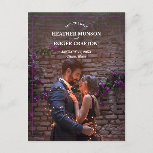 Eenvoudige rand Foto Weddenschap Sla de datum op Aankondigingskaart (Voorkant)