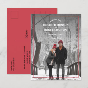 Eenvoudige rand Foto Weddenschap Sla de datum op Aankondigingskaart