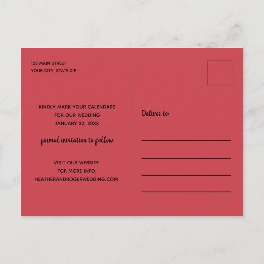 Eenvoudige rand Foto Weddenschap Sla de datum op Aankondigingskaart (Achterkant)