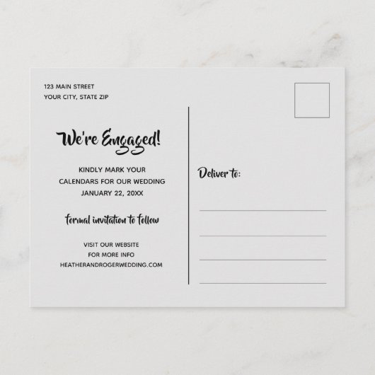 Eenvoudige rand Foto Weddenschap Sla de datum op Aankondigingskaart (Achterkant)