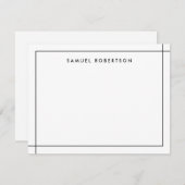 Eenvoudige rand hoek vierkant zwart-wit notitiekaartje (Voorkant / Achterkant)