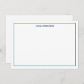 Eenvoudige rand in blauwe platte notitiekaart notitiekaartje (Voorkant / Achterkant)