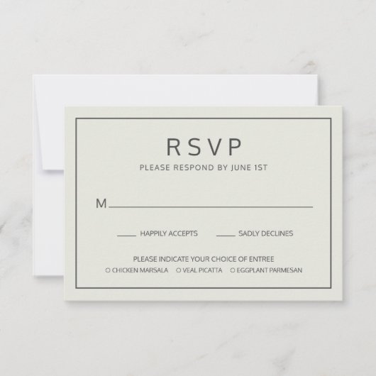 Eenvoudige rand Licht beige-maalkeuzeweddenschap RSVP Kaartje (Voorkant)