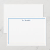 Eenvoudige Rand Lichtblauwe Nota Kaart Notitiekaartje (Voorkant / Achterkant)