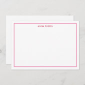 Eenvoudige rand roze noot Kaart Notitiekaartje (Voorkant / Achterkant)