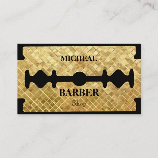 Eenvoudige Razor Gold Blade Barber Visitekaartje (Voorkant)