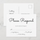 Eenvoudige reactie bruiloft RSVP briefkaarten (Voorkant / Achterkant)