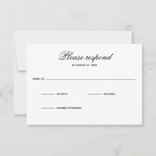 Eenvoudige - reactiekaart RSVP kaartje (Voorkant)
