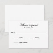 Eenvoudige - reactiekaart RSVP kaartje (Voorkant / Achterkant)