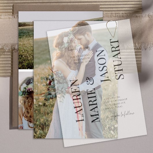 Eenvoudige Real Vellum Overlay Elegant 4 foto brui Kaart