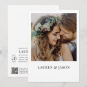 Eenvoudige Real Vellum Overlay QR Code Fotobruilof Kaart (Voorkant / Achterkant)