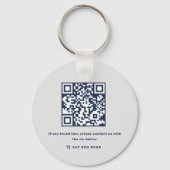 Eenvoudige Realtor Company Marine Blauw en Wit QR- Sleutelhanger (Achterkant)