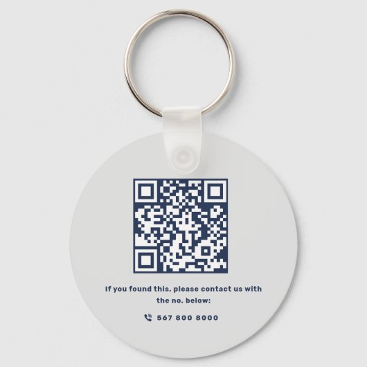 Eenvoudige Realtor Company Marine Blauw en Wit QR- Sleutelhanger (Achterkant)